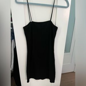 Black ribbed mini dress